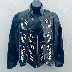 Tribe America Vintage Leather Jacket & Vest - 8